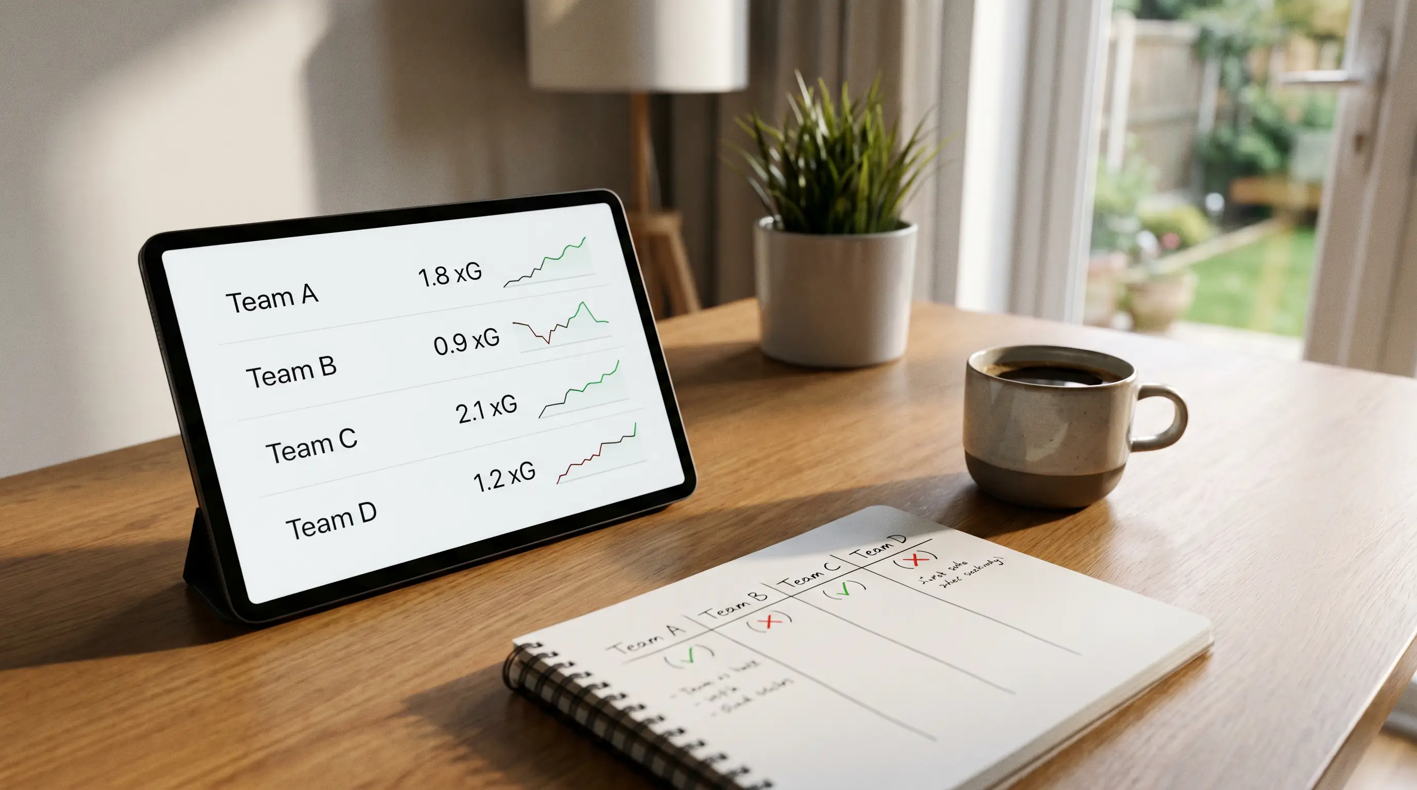 Accumulator leg selection using xG data and form analysis on a tablet screen