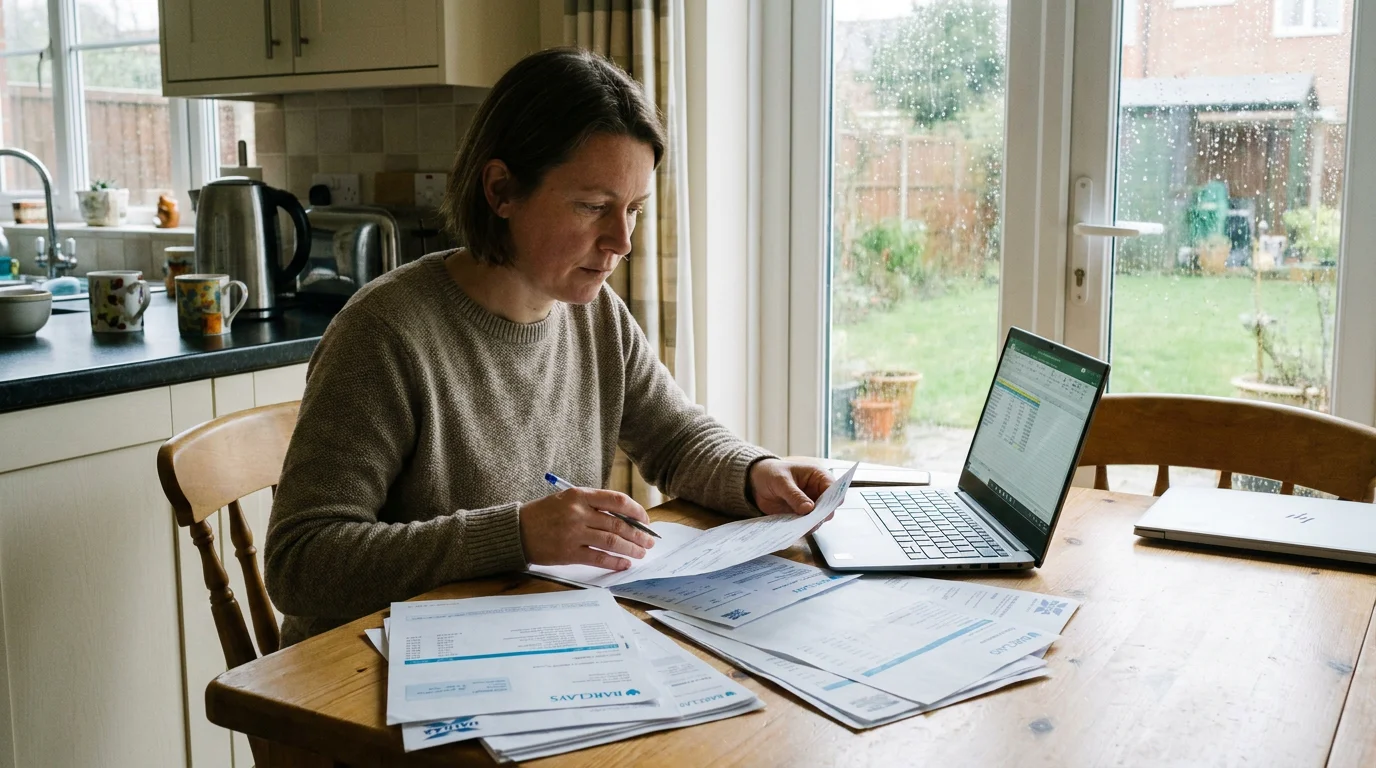 Person reviewing financial documents for betting affordability check
