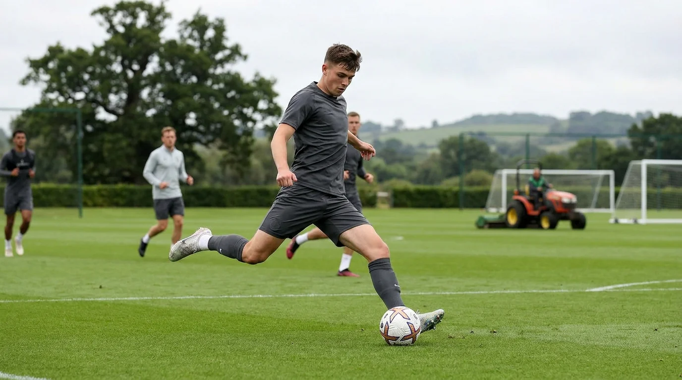 Young footballer training in Championship-level facilities