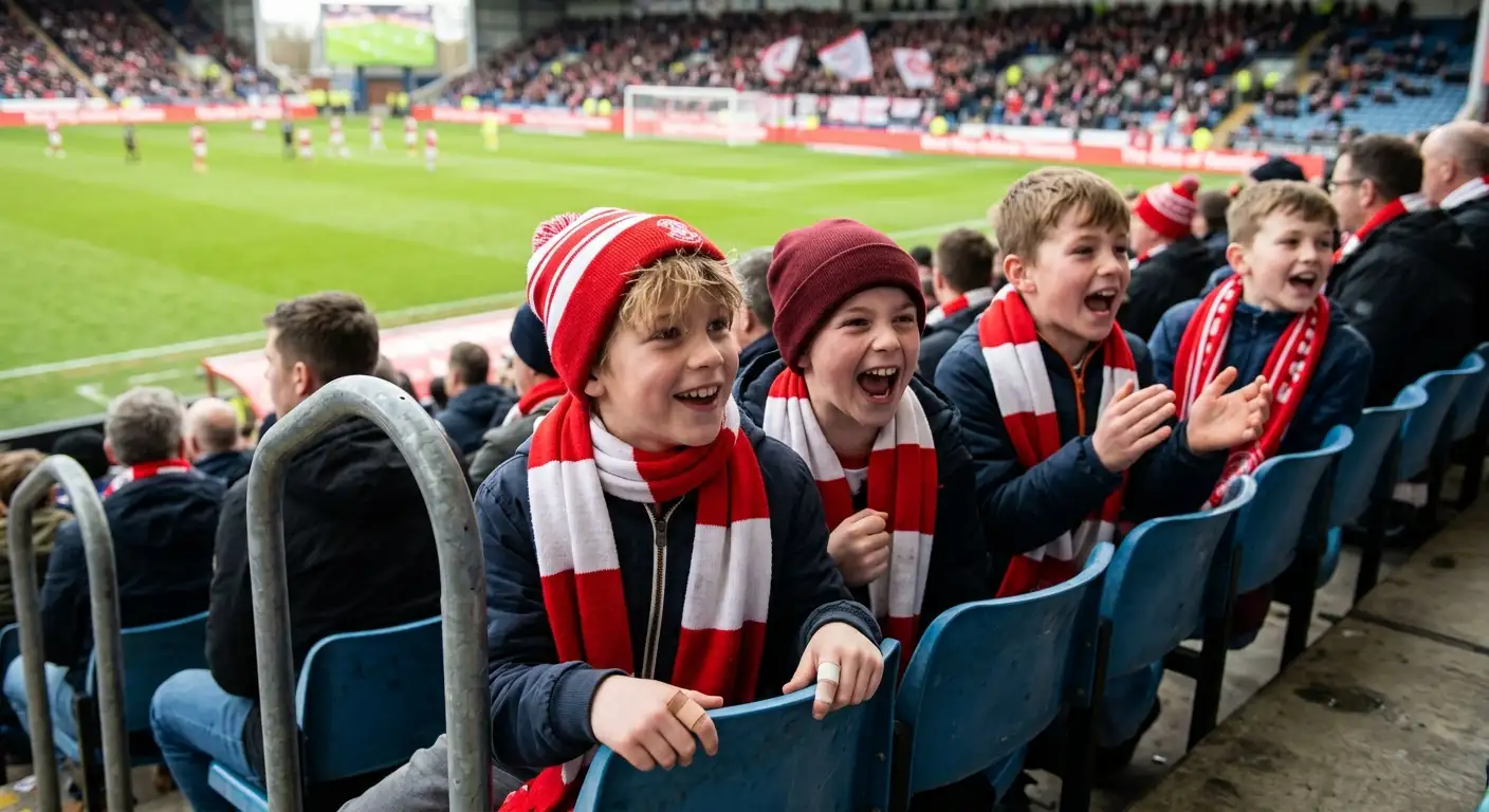 Young football fans watching Premier League match free from gambling advertising
