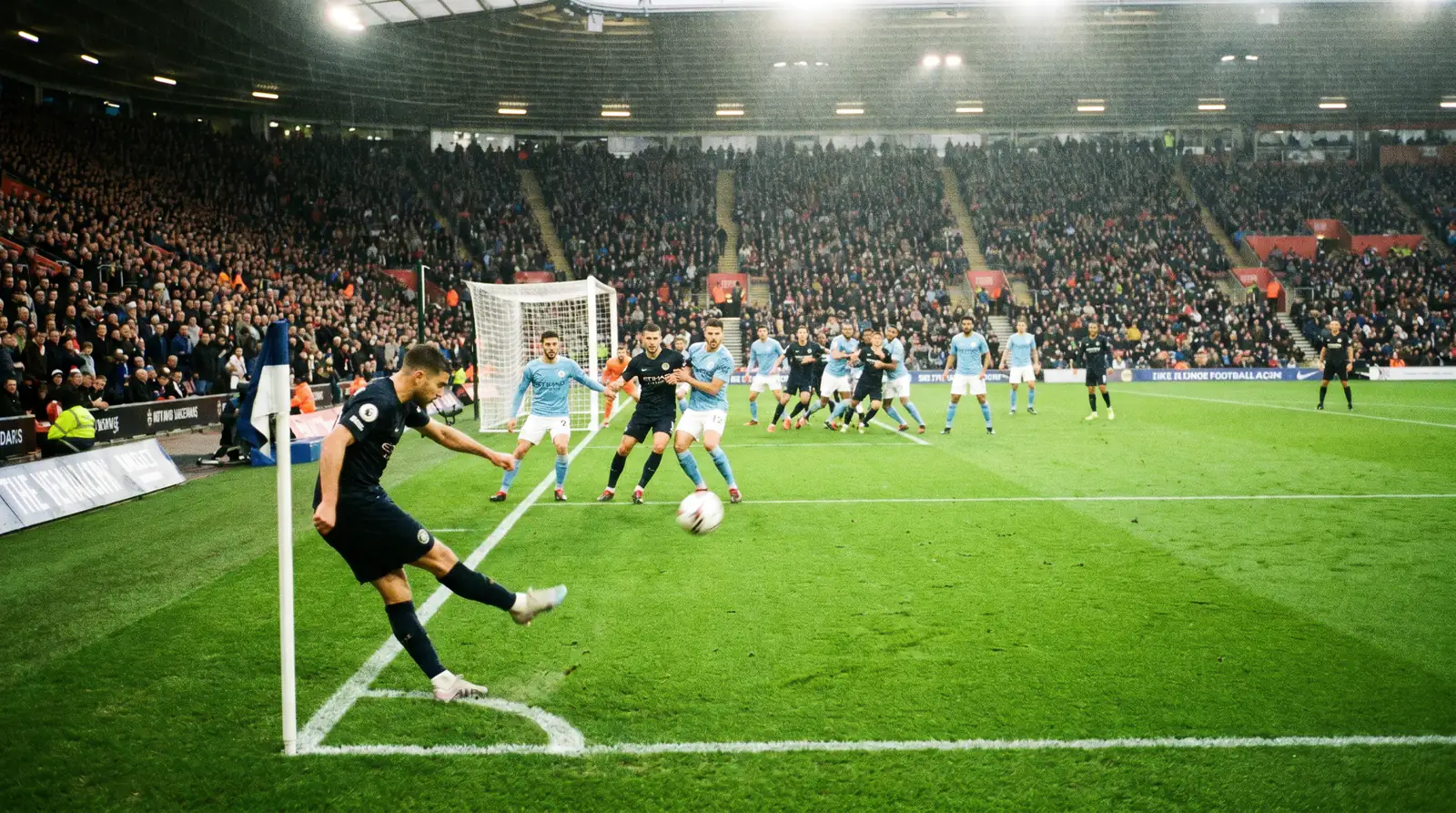 Football corner kick taken during sustained attacking territorial dominance