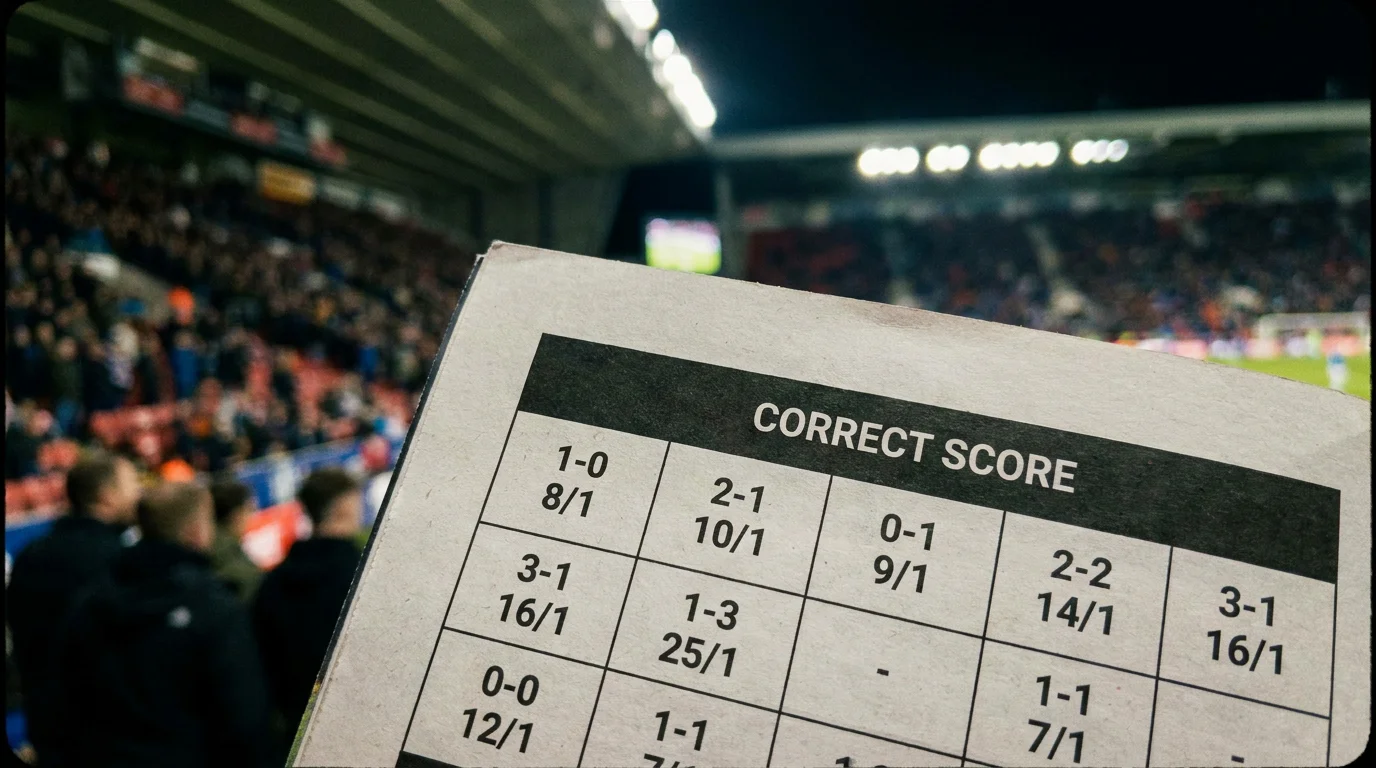 Correct score market showing high bookmaker margin across multiple scorelines