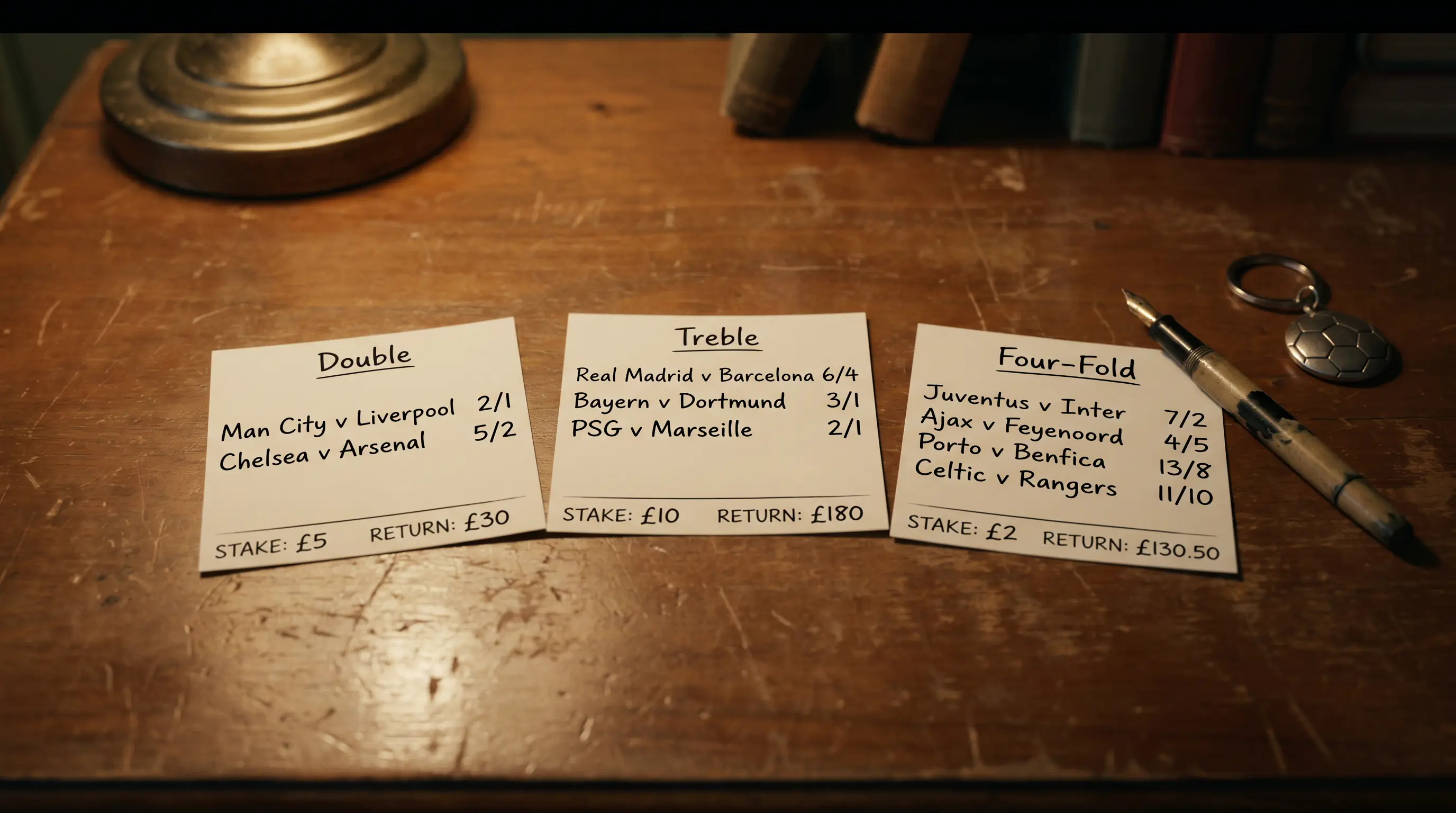 Doubles and trebles accumulator structure comparison showing risk levels