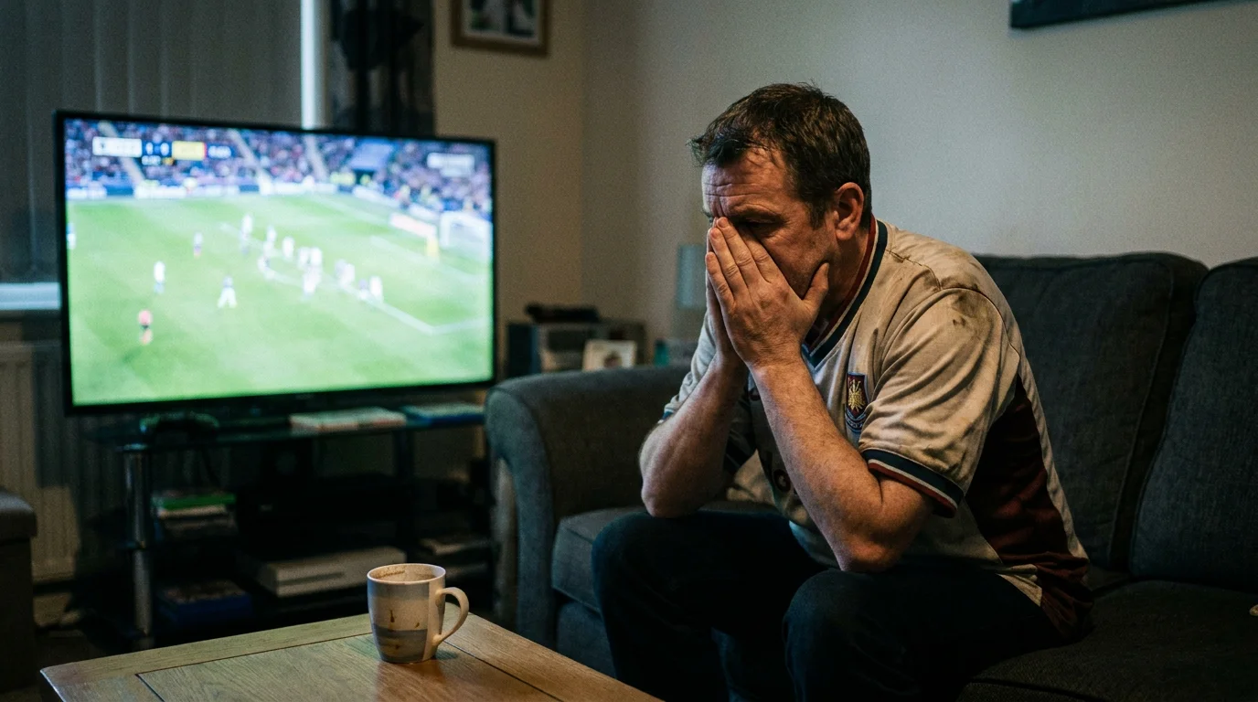 Passionate football supporter reacting during live match