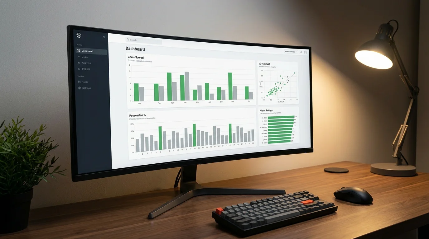 Computer screen displaying expected goals xG statistics for Premier League teams