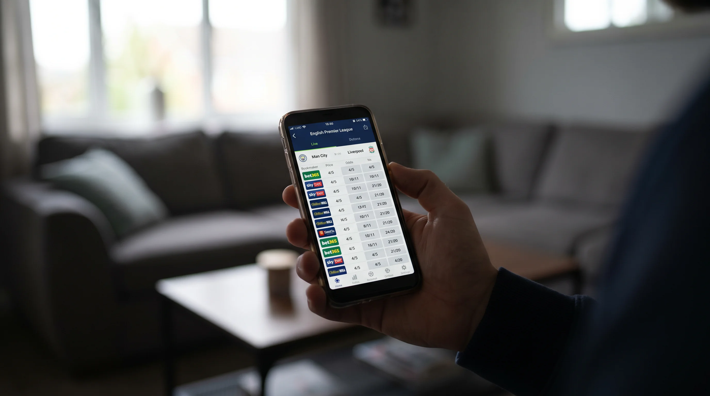 Football odds comparison across UK bookmakers showing different prices
