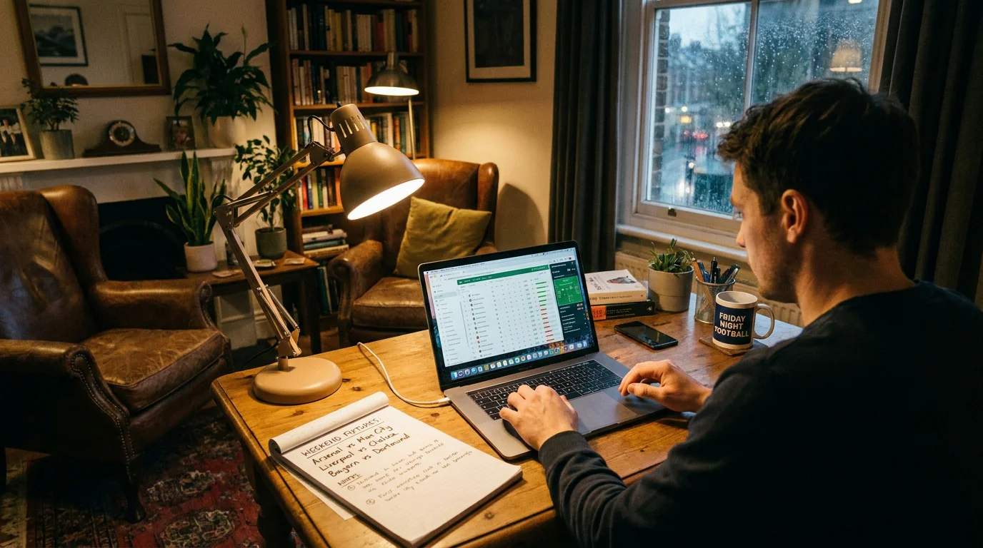 Football analyst reviewing xG data on Friday evening before weekend fixtures