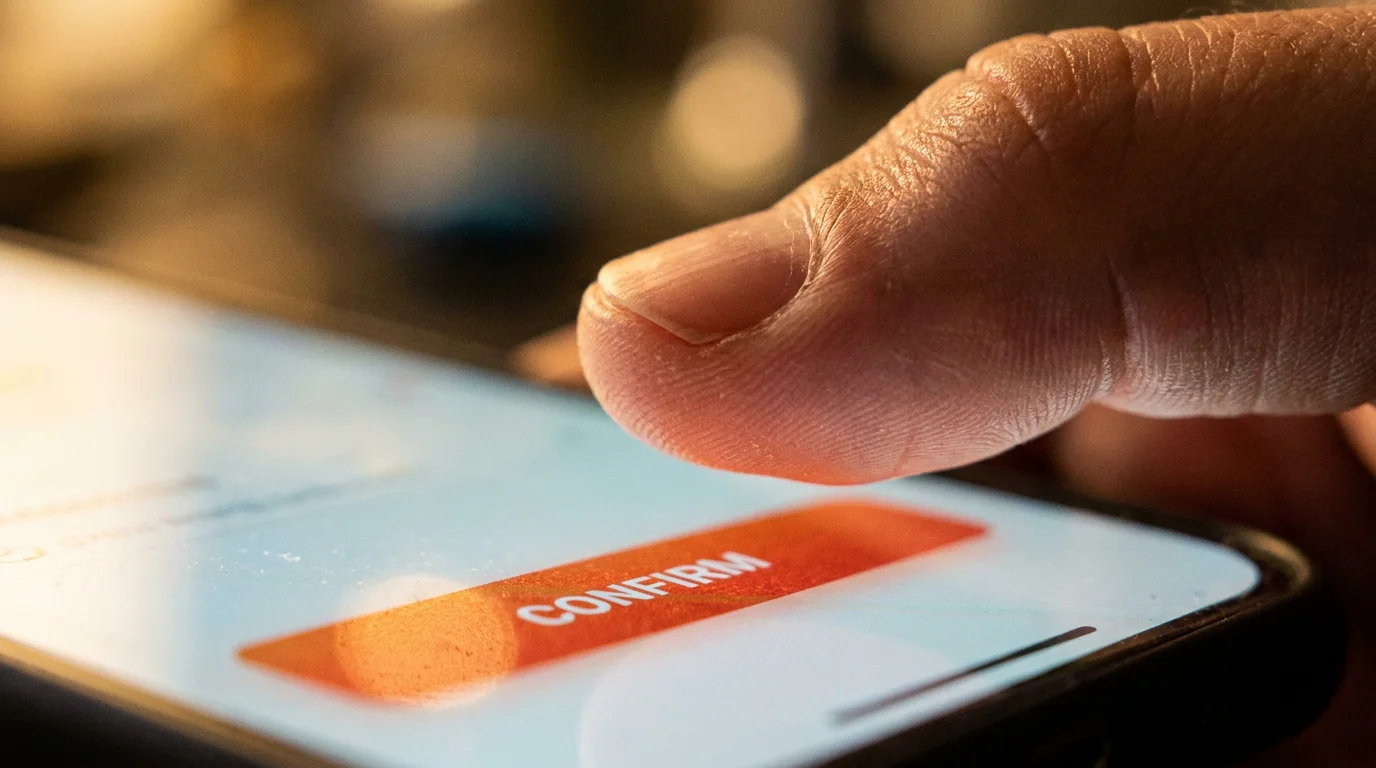 Close-up of finger hovering over cash-out button on betting app