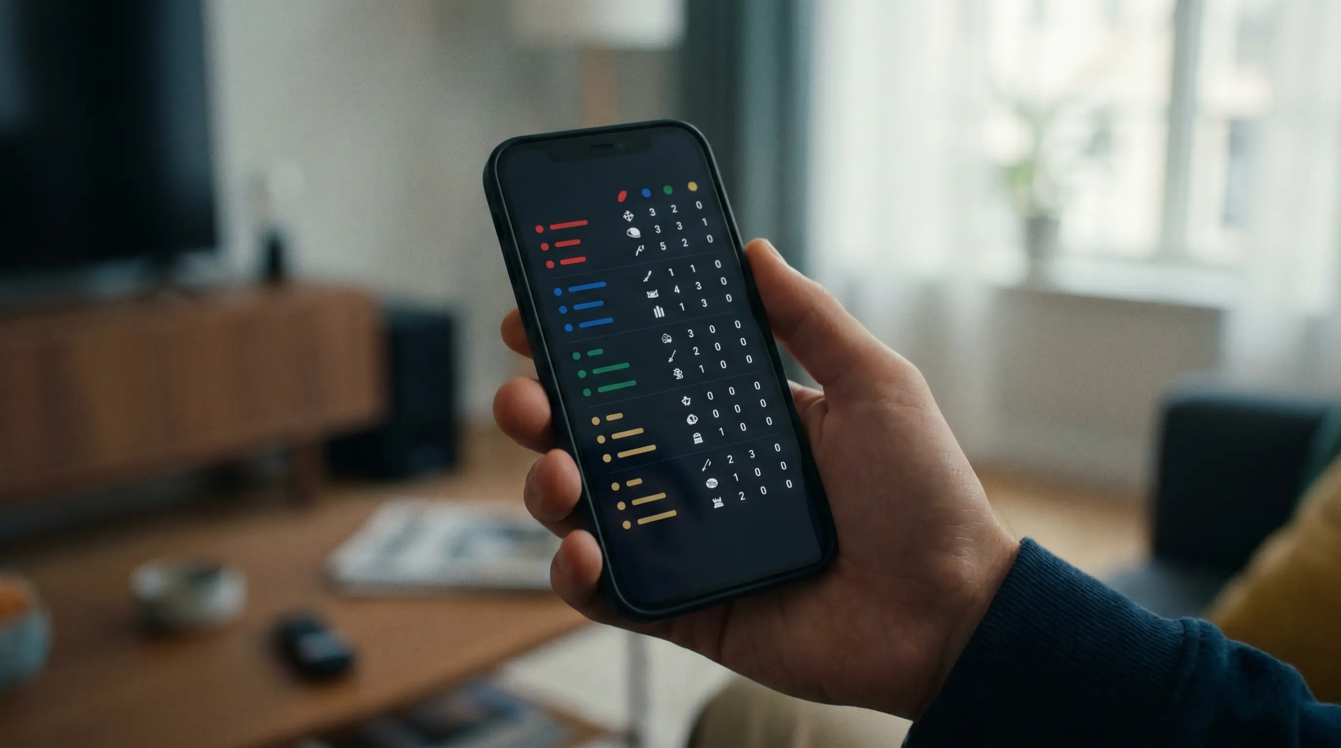 In-app live football statistics showing possession shots and corners data