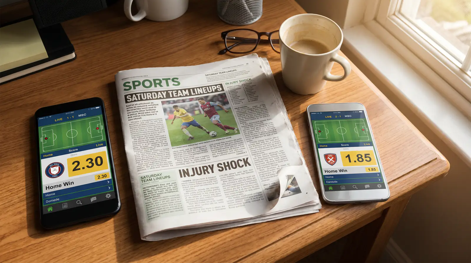 Football odds drifting and shortening after team news announcement before kick-off