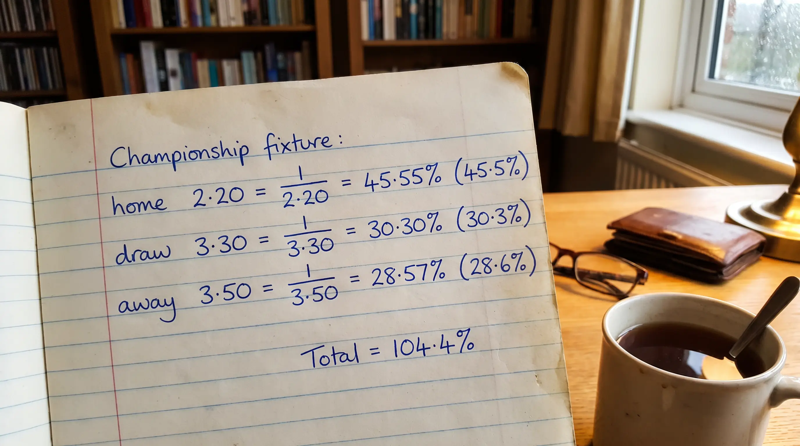 Odds to implied probability comparison for a Championship football fixture