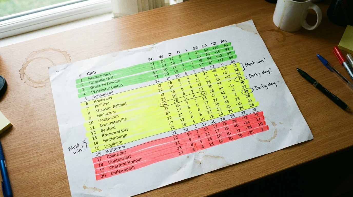 Football results weighted by opponent quality and league position context