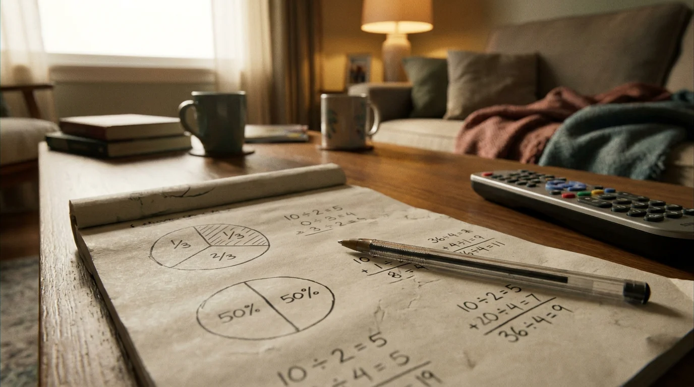 Notepad sketching partial cash-out profit split calculation
