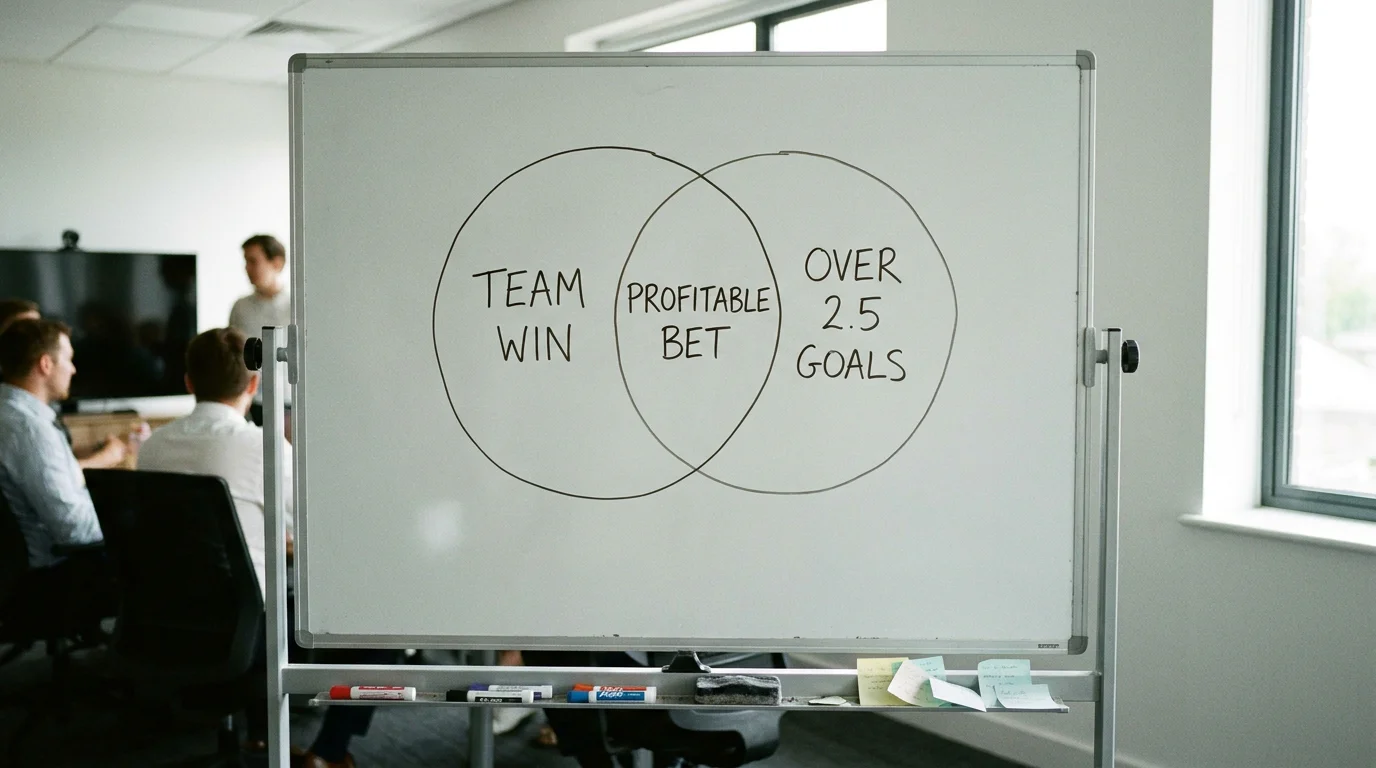 Positive correlation between football team win and over 2.5 goals in bet builder