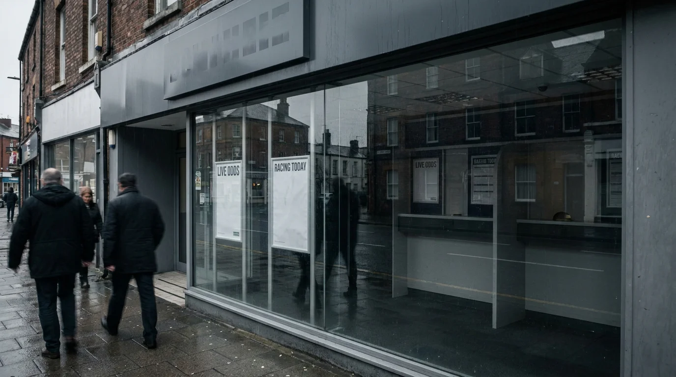 Minimal betting promotional materials on sparse shop display