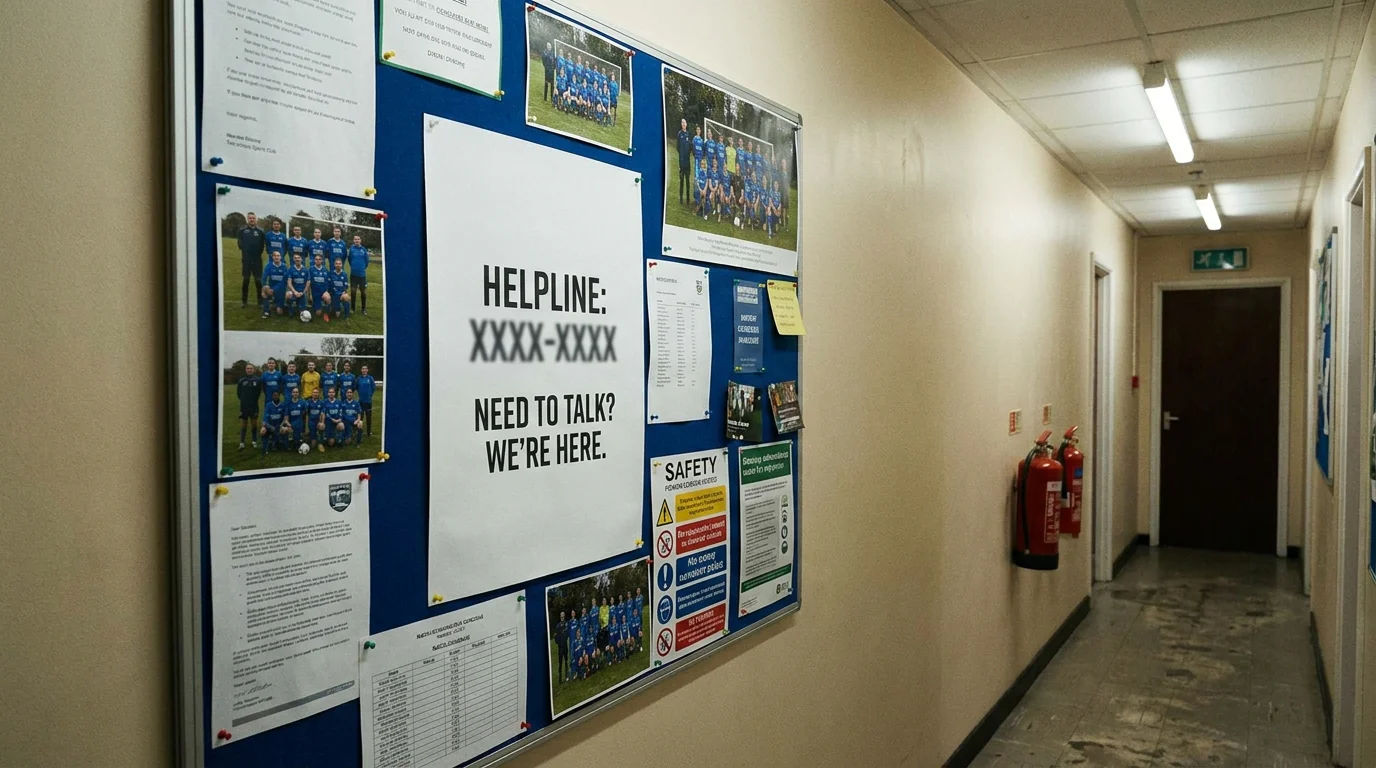 Responsible gambling support information displayed in amateur football club