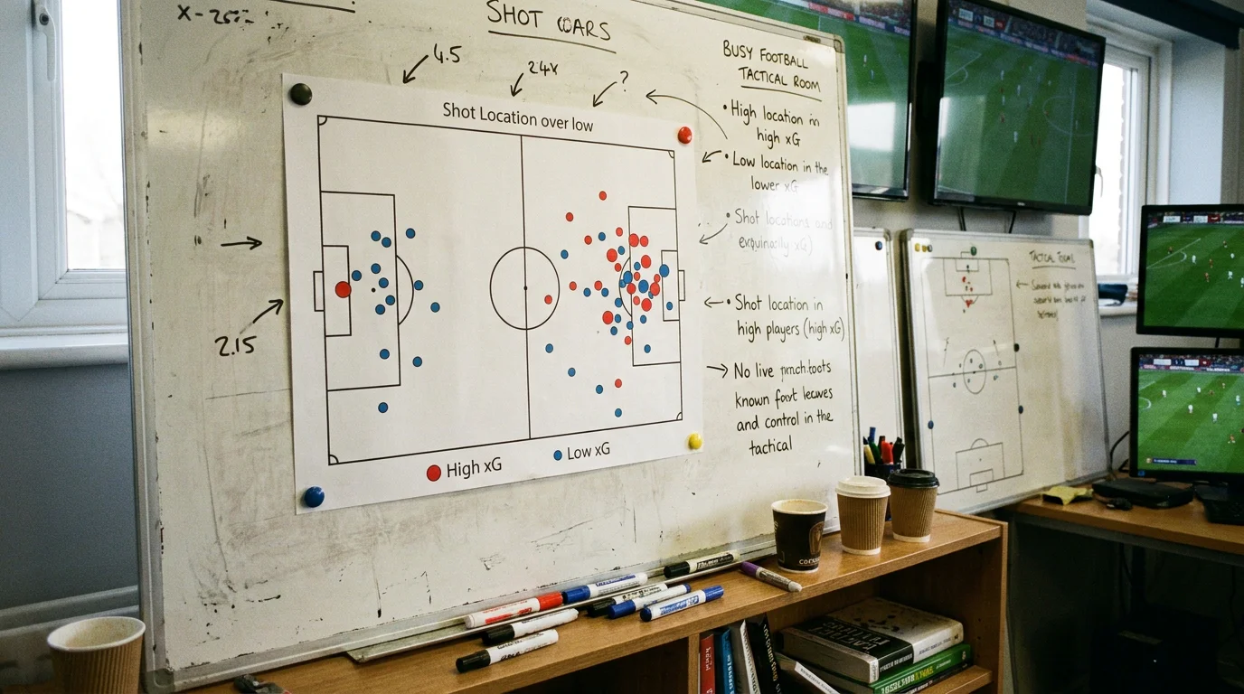 Shot location map showing xG values across different pitch positions