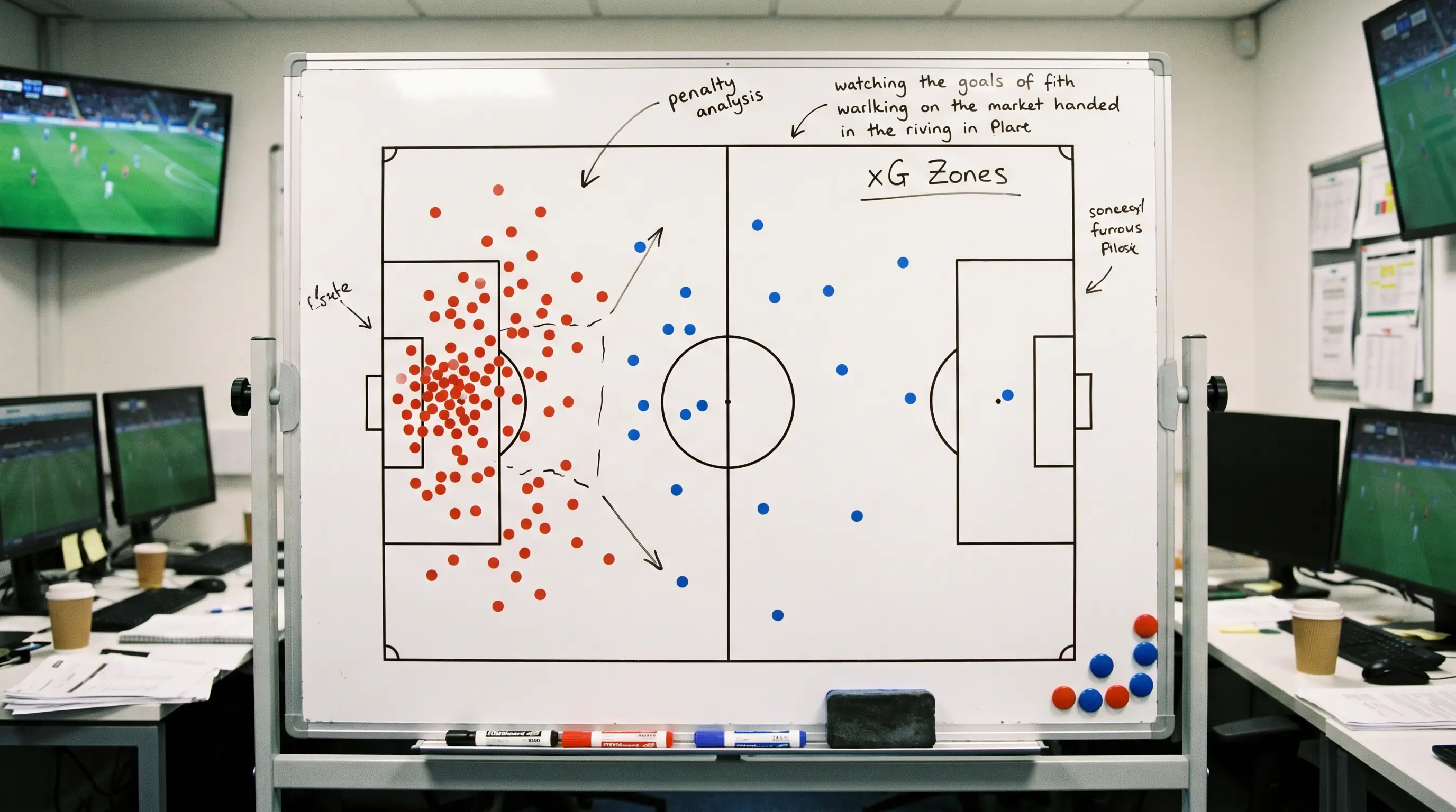 Football shot volume and location data showing open play versus set pieces