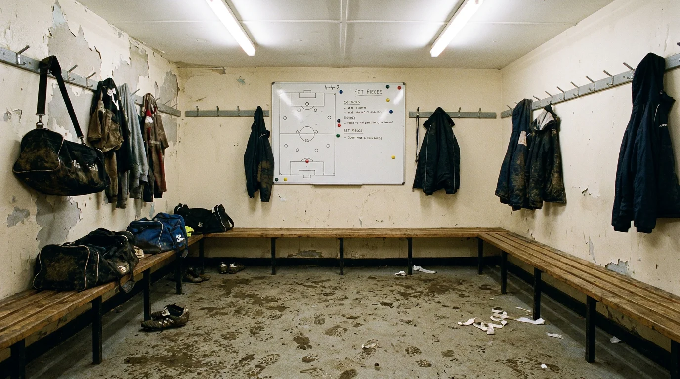 Sunday league football changing room where gambling culture develops among amateur players